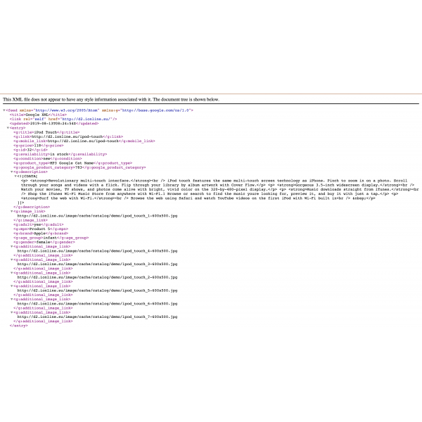 Модуль XML выгрузки товаров в  Google Merchant Center для Opencart 2x [OCMOD]